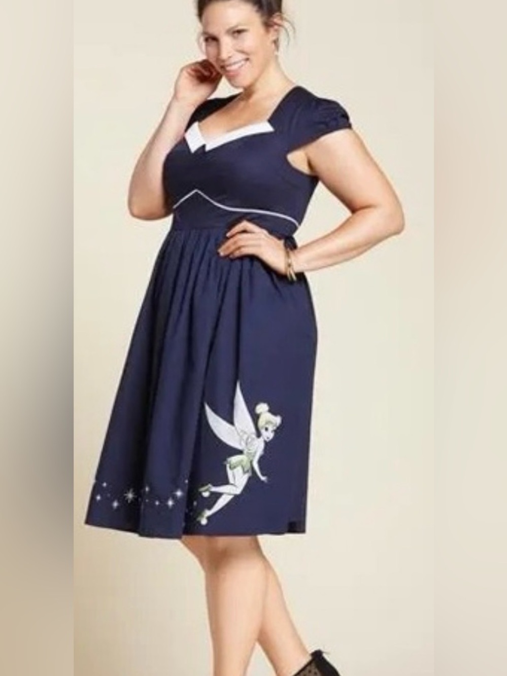 Torrid Disney Tinkerbell short sleeve retro style knee length dress size 26